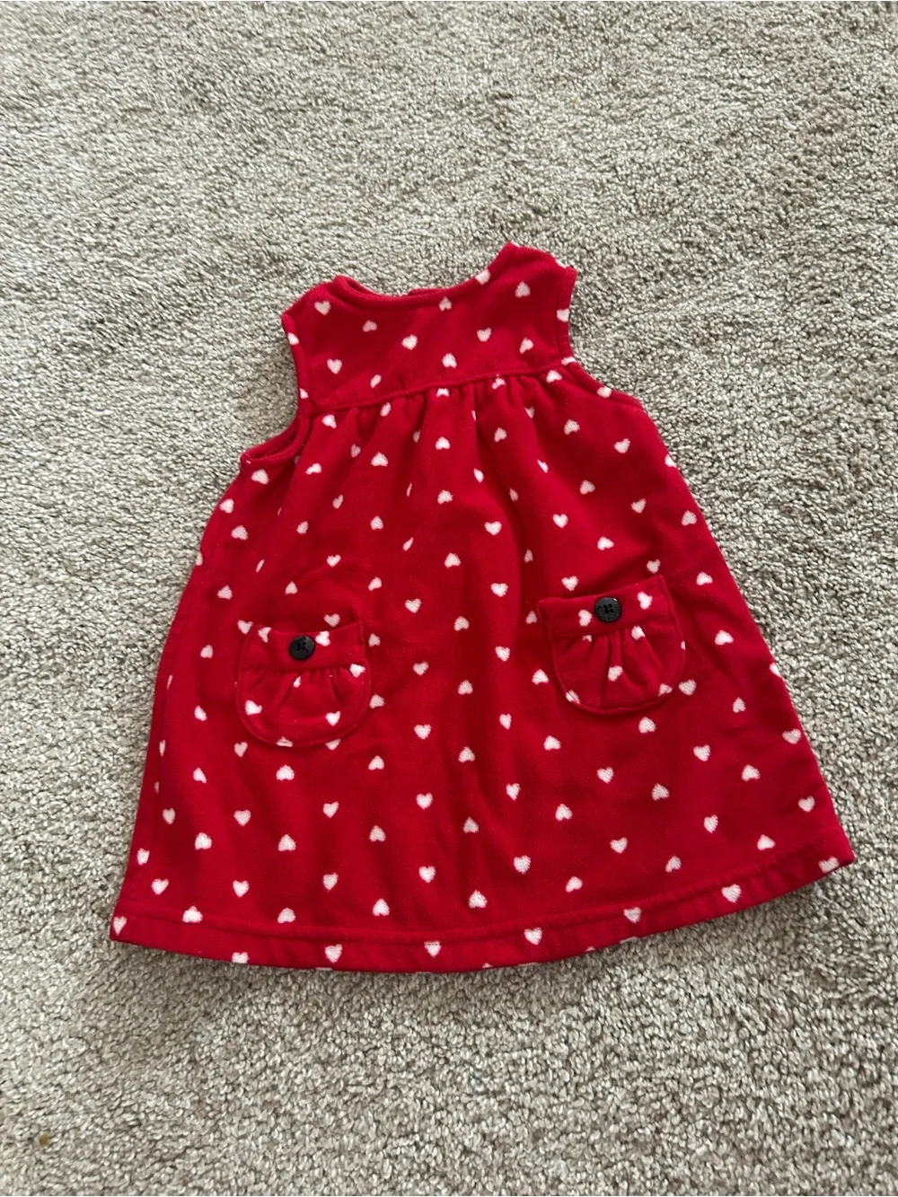 Carters 12 Month red heart print dress with pockets